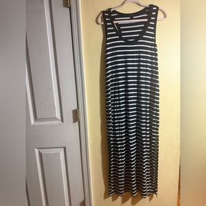 J. Crew Black and Ivory Striped Maxi Dress, small
